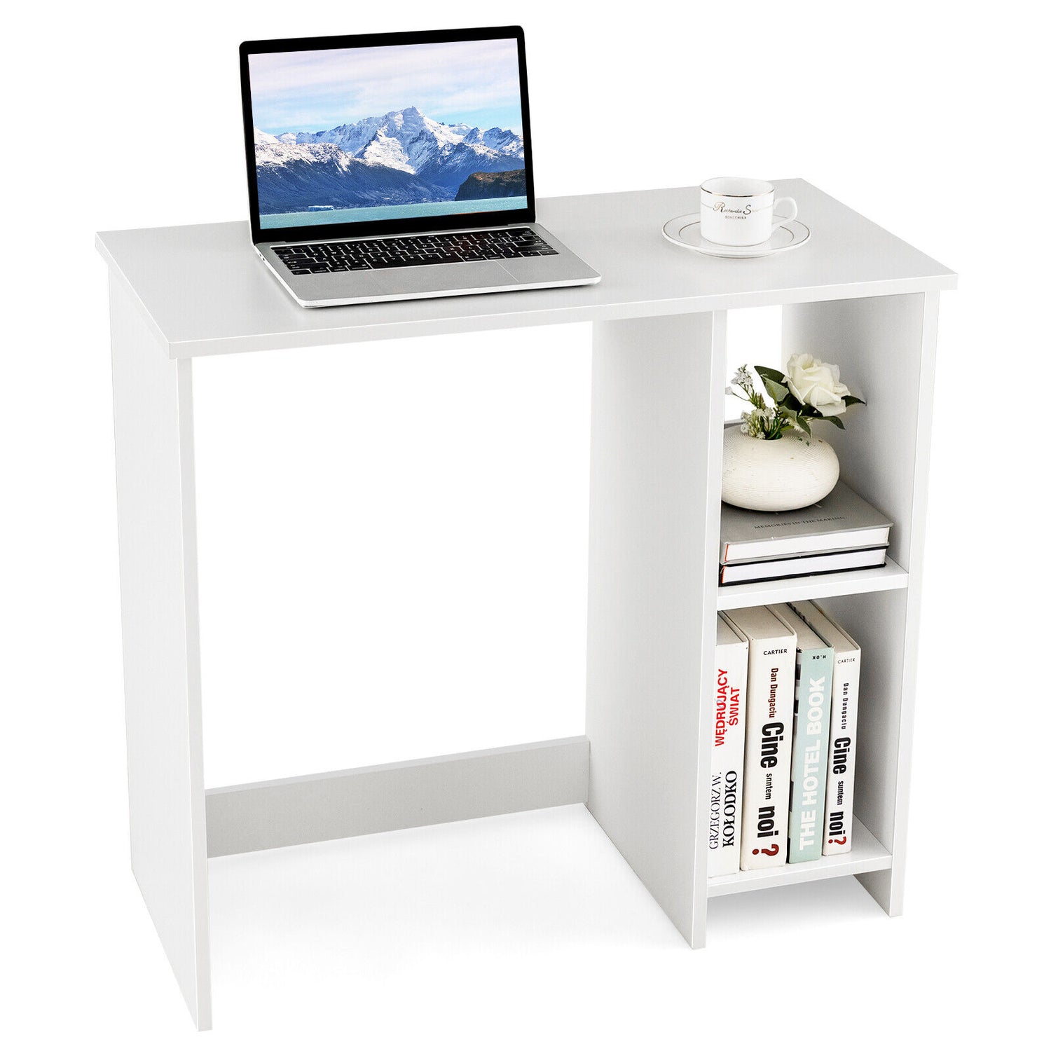 31.5 Inch Modern Home Office Desk with 2 Compartments