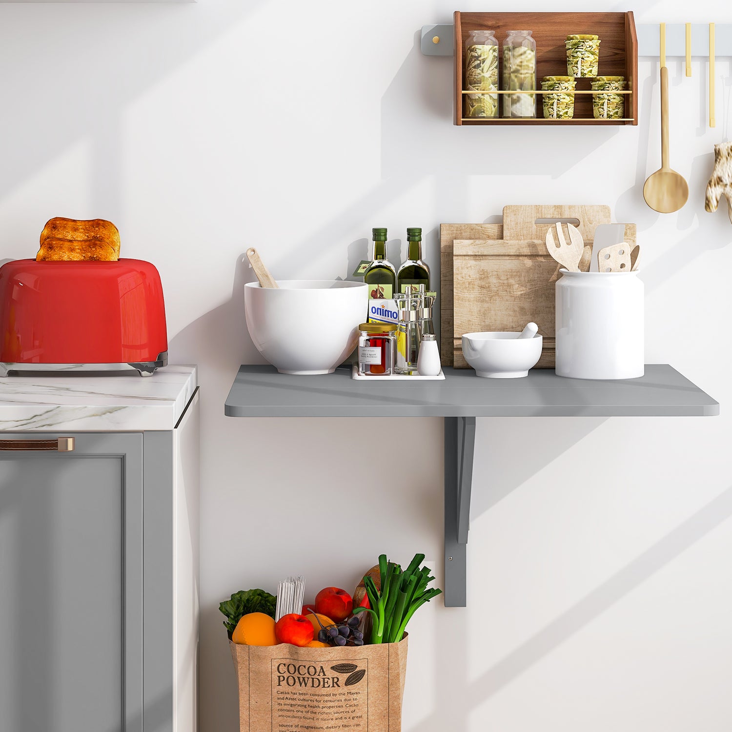 31.5 x 23.5 Inch Wall Mounted Folding Table for Small Spaces