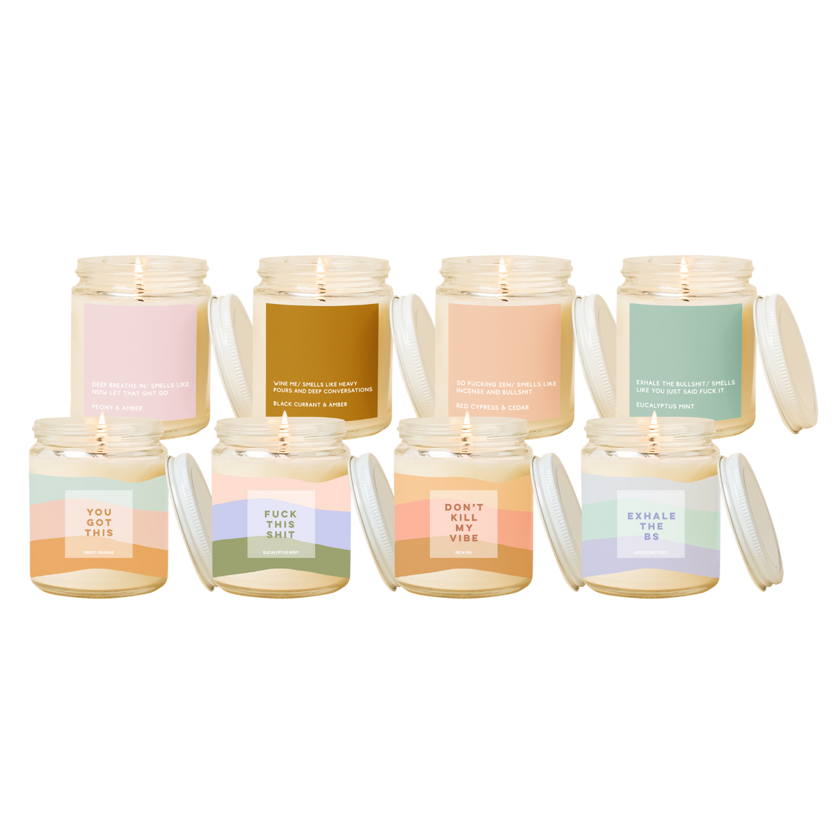 Candle Jars w/Lid - Good Vibes Only