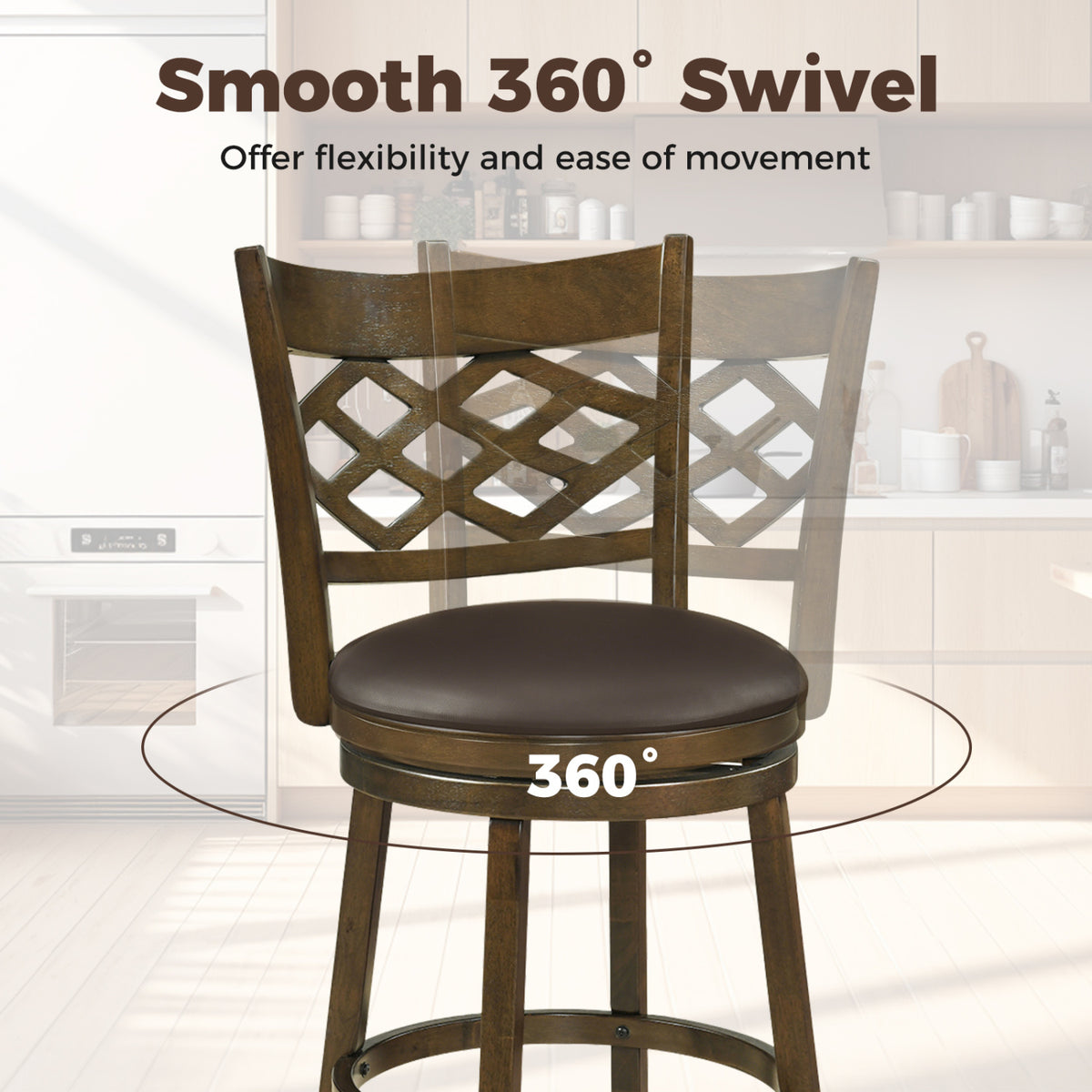 Counter Height Bar Stools Set of 2 with Rubber Wood Frame-26/Frame-31 Inch