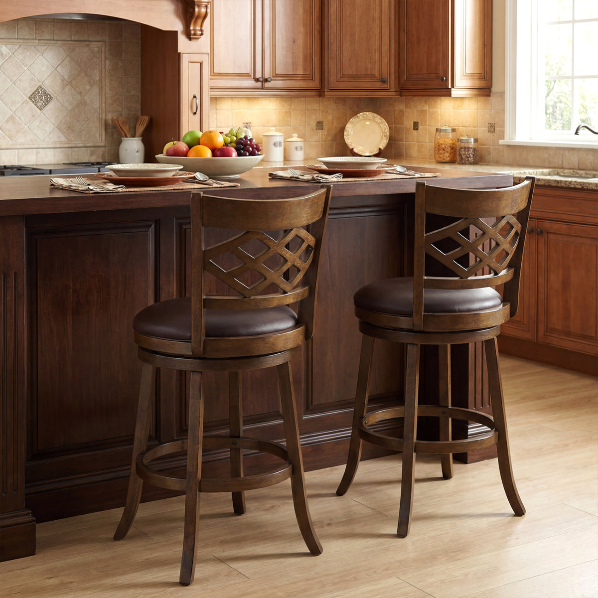 Counter Height Bar Stools Set of 2 with Rubber Wood Frame-26/Frame-31 Inch