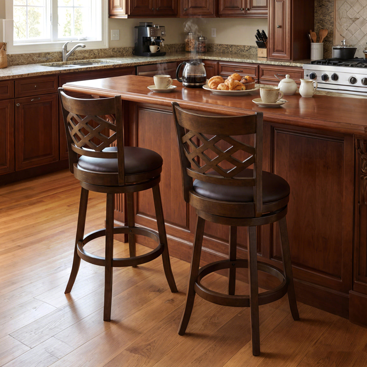 Counter Height Bar Stools Set of 2 with Rubber Wood Frame-26/Frame-31 Inch