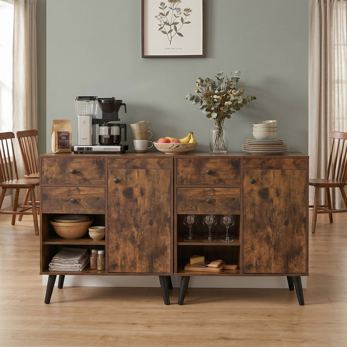 31" Sideboard Cabinet with 2 Open Compartments and 2 Drawers
