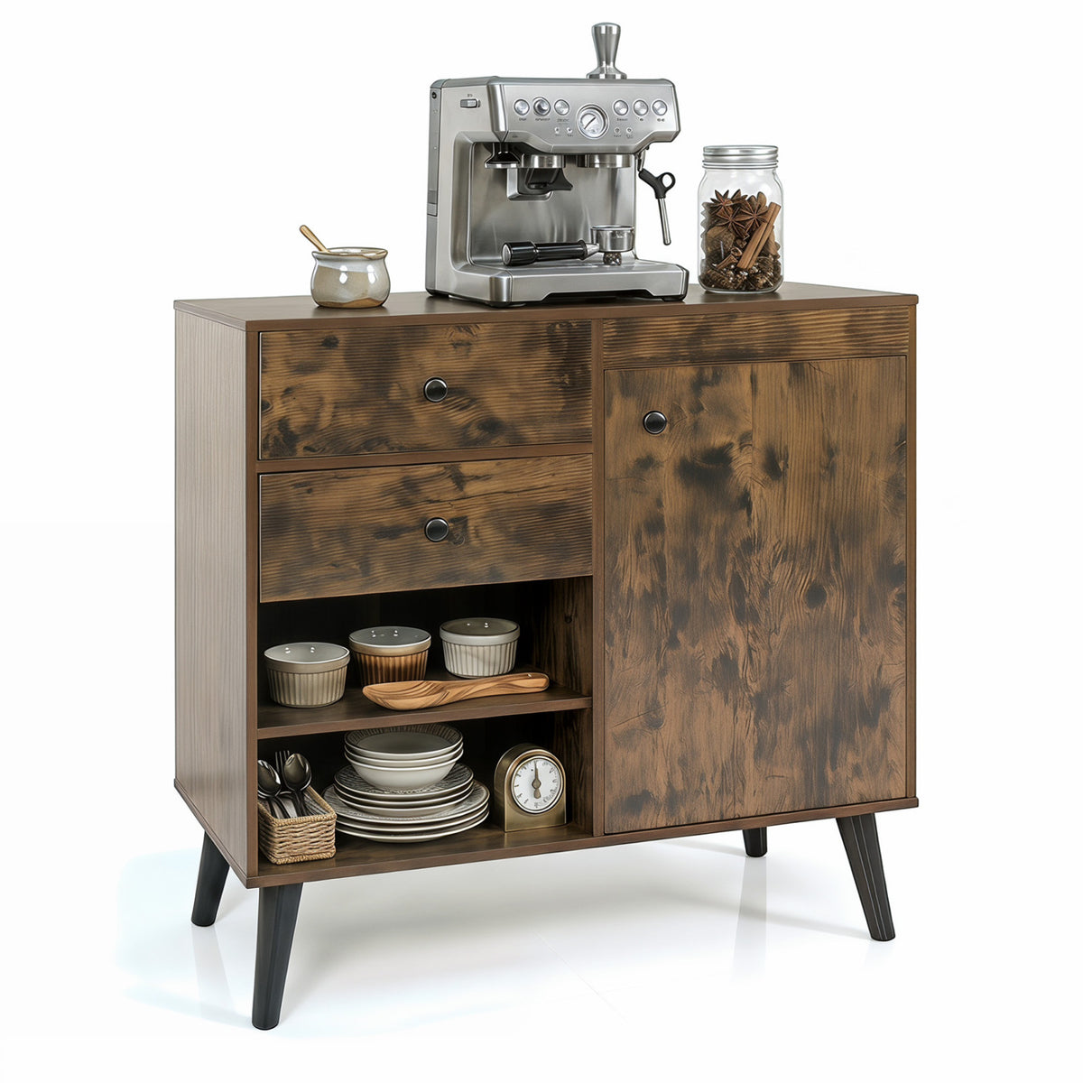 31" Sideboard Cabinet with 2 Open Compartments and 2 Drawers