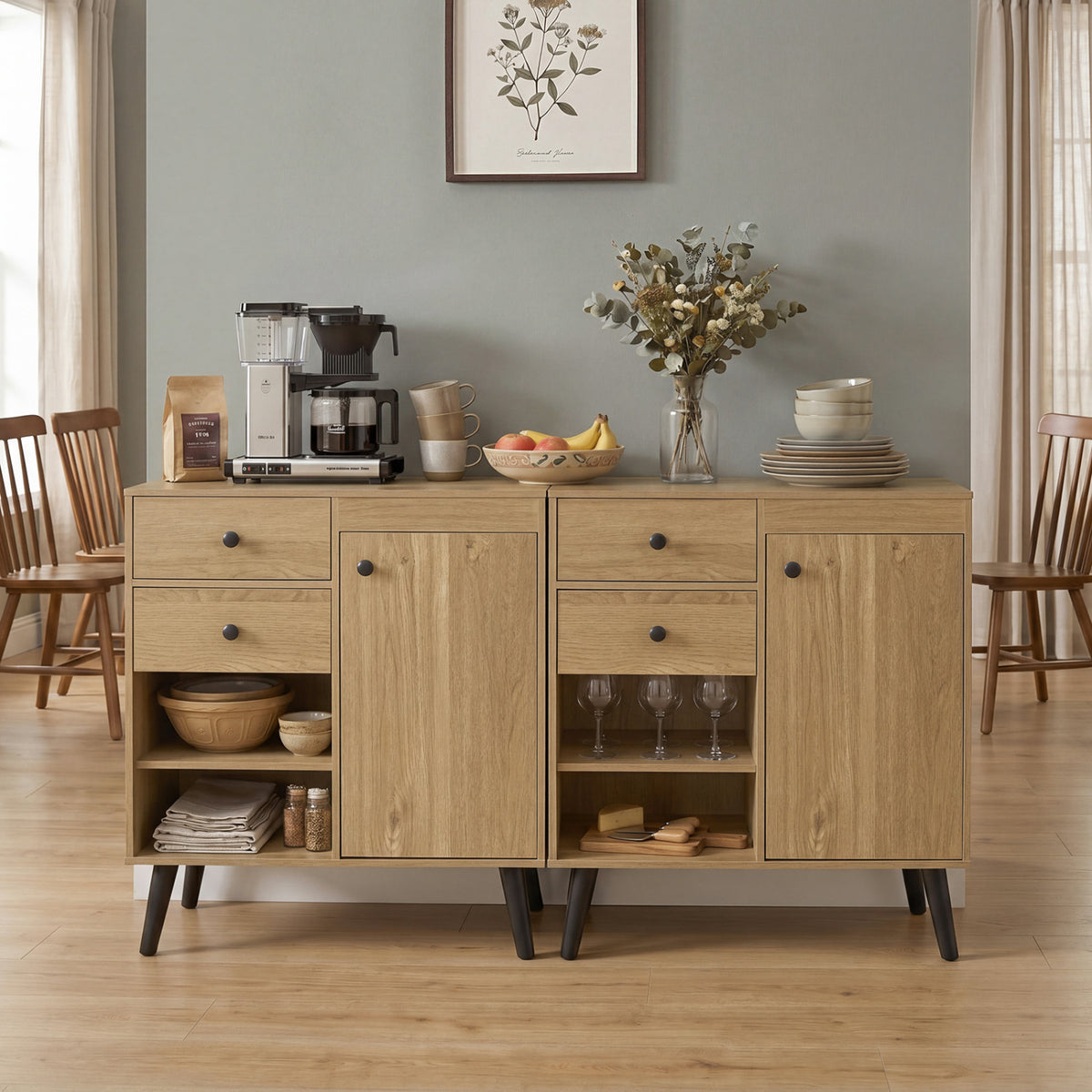 31" Sideboard Cabinet with 2 Open Compartments and 2 Drawers