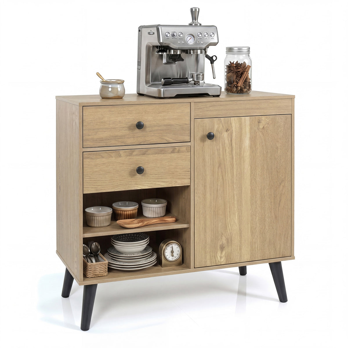 31" Sideboard Cabinet with 2 Open Compartments and 2 Drawers