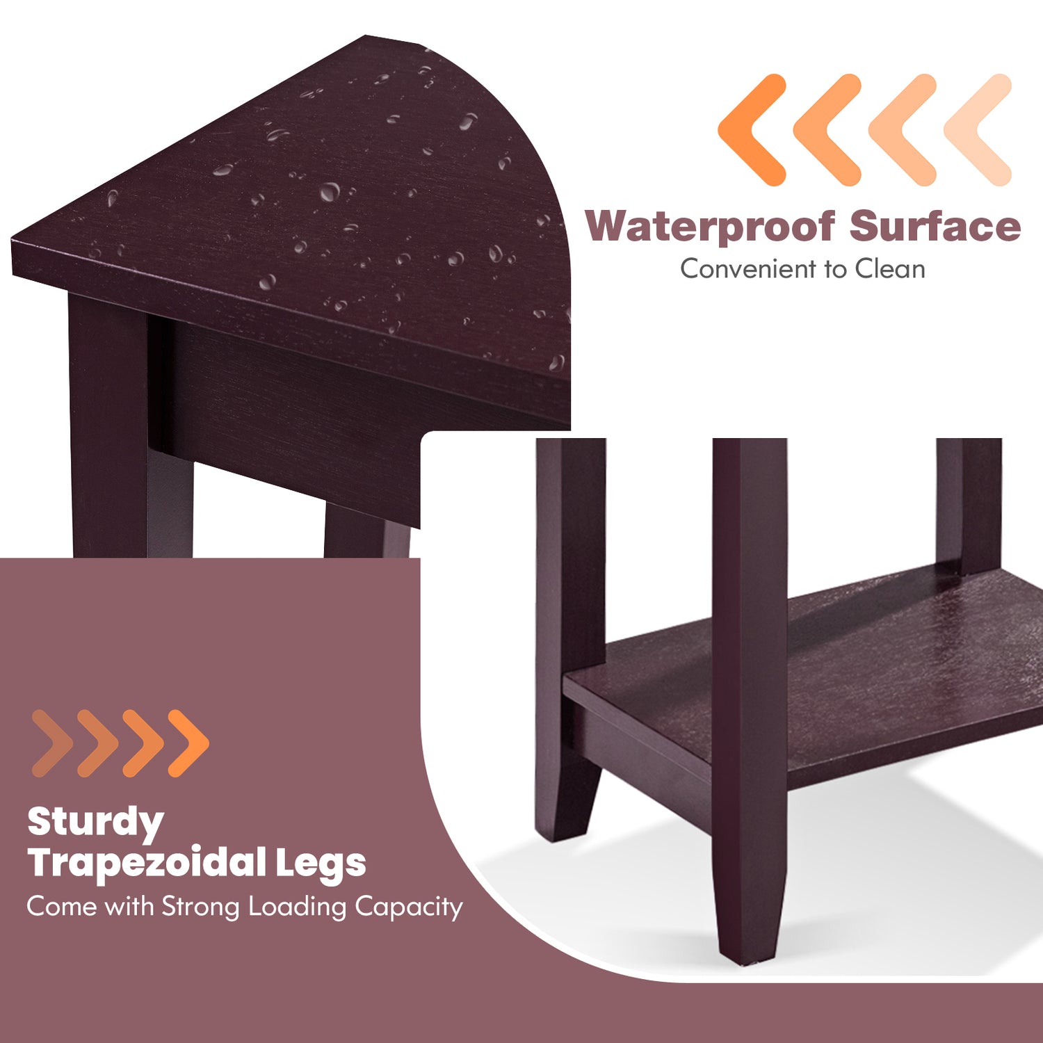 Tall Wooden Sofa End Table Side Table