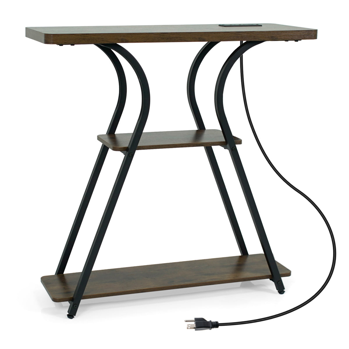 Narrow Long Entryway Table with Power Outlets and LED Lights