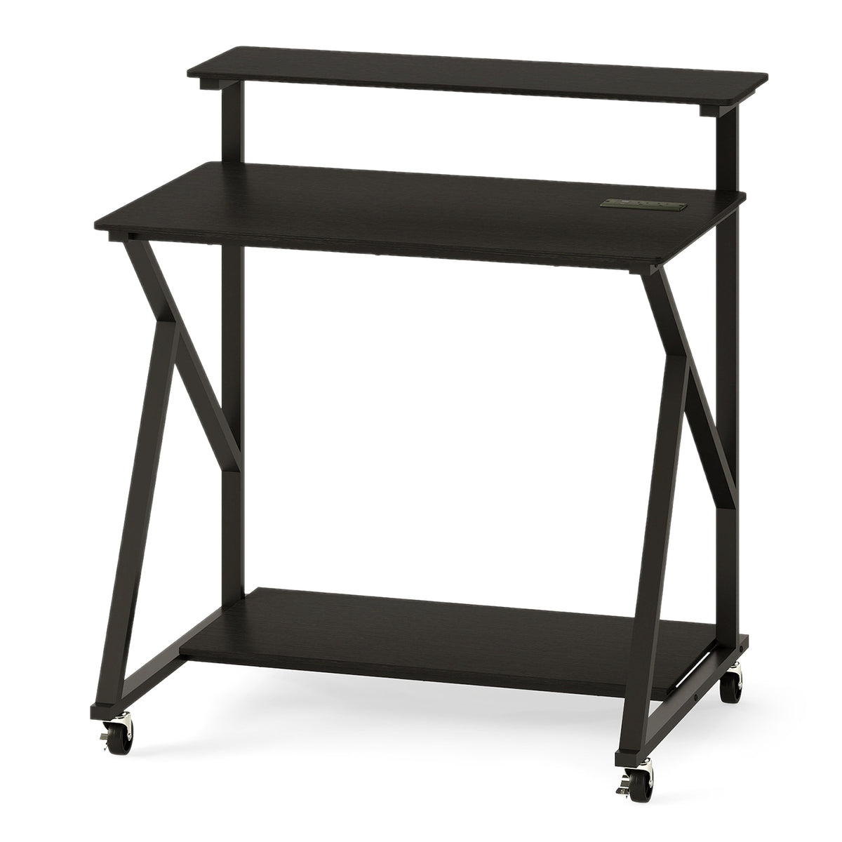 Rolling Computer Desk for Small Spaces with Power Outlets