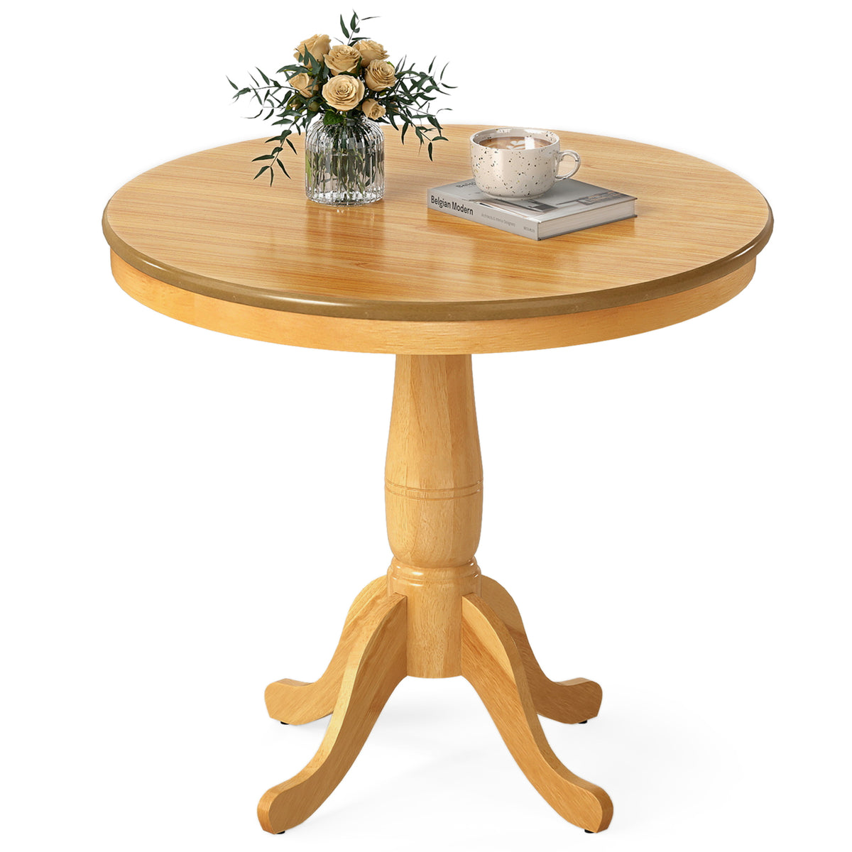 Wooden Round Pub Pedestal Side Table