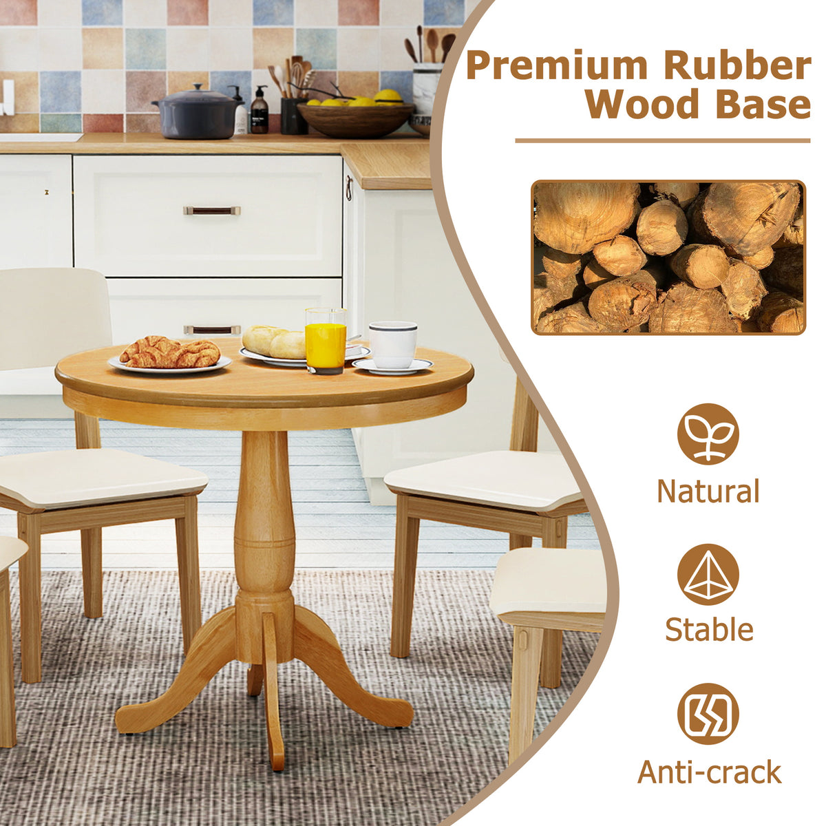 Wooden Round Pub Pedestal Side Table