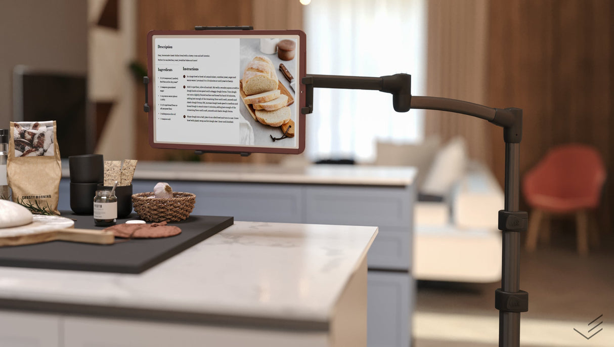 LEVO G2 Deluxe Tablet Floor Stand – Adjustable Height 30"–56", 5-Axis Arm, Universal Fit for iPad, Kindle, Samsung & More – Hands-Free Use in Bed, Sofa, Office – Gunmetal Grey