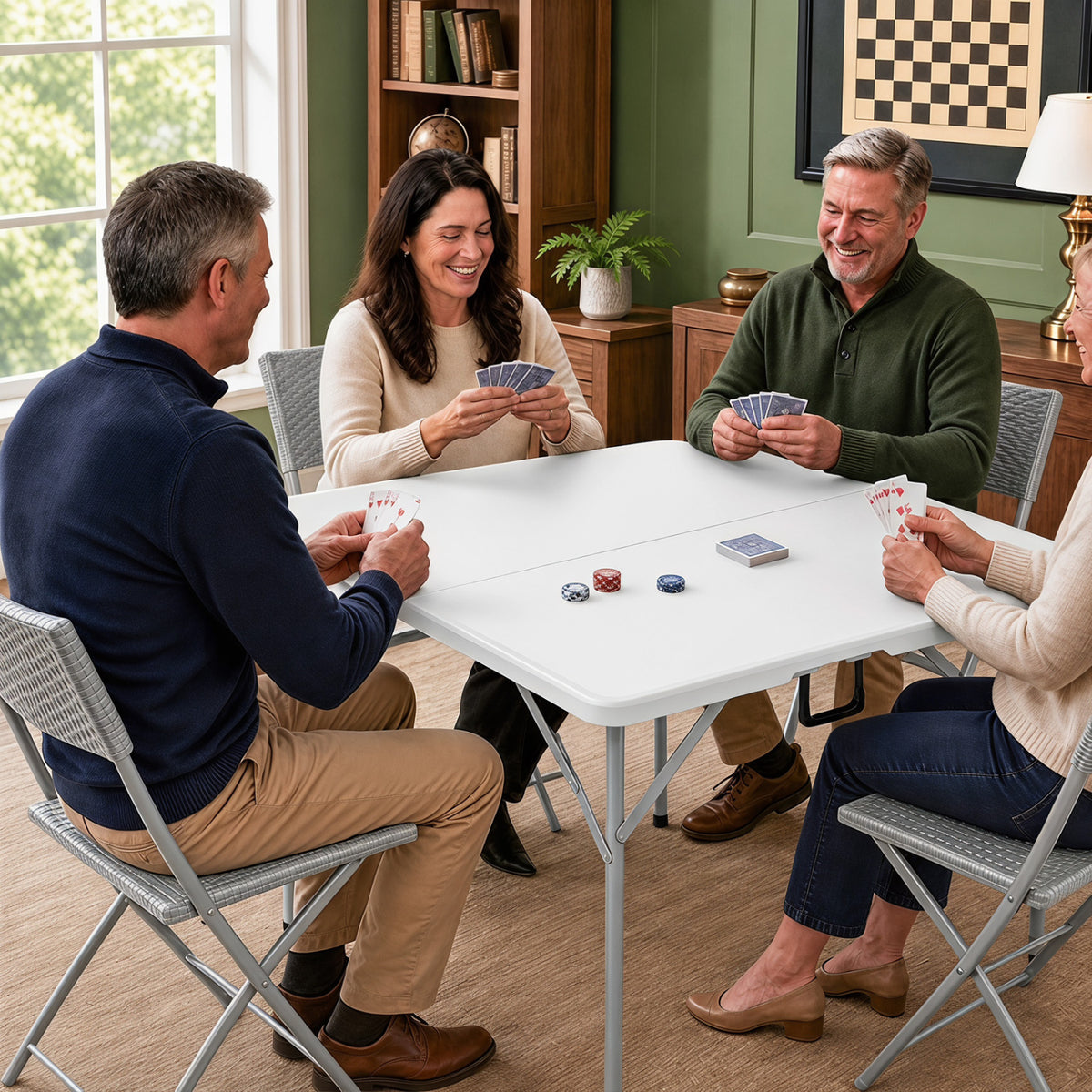 Square Foldable Card Table with Carrying Handle