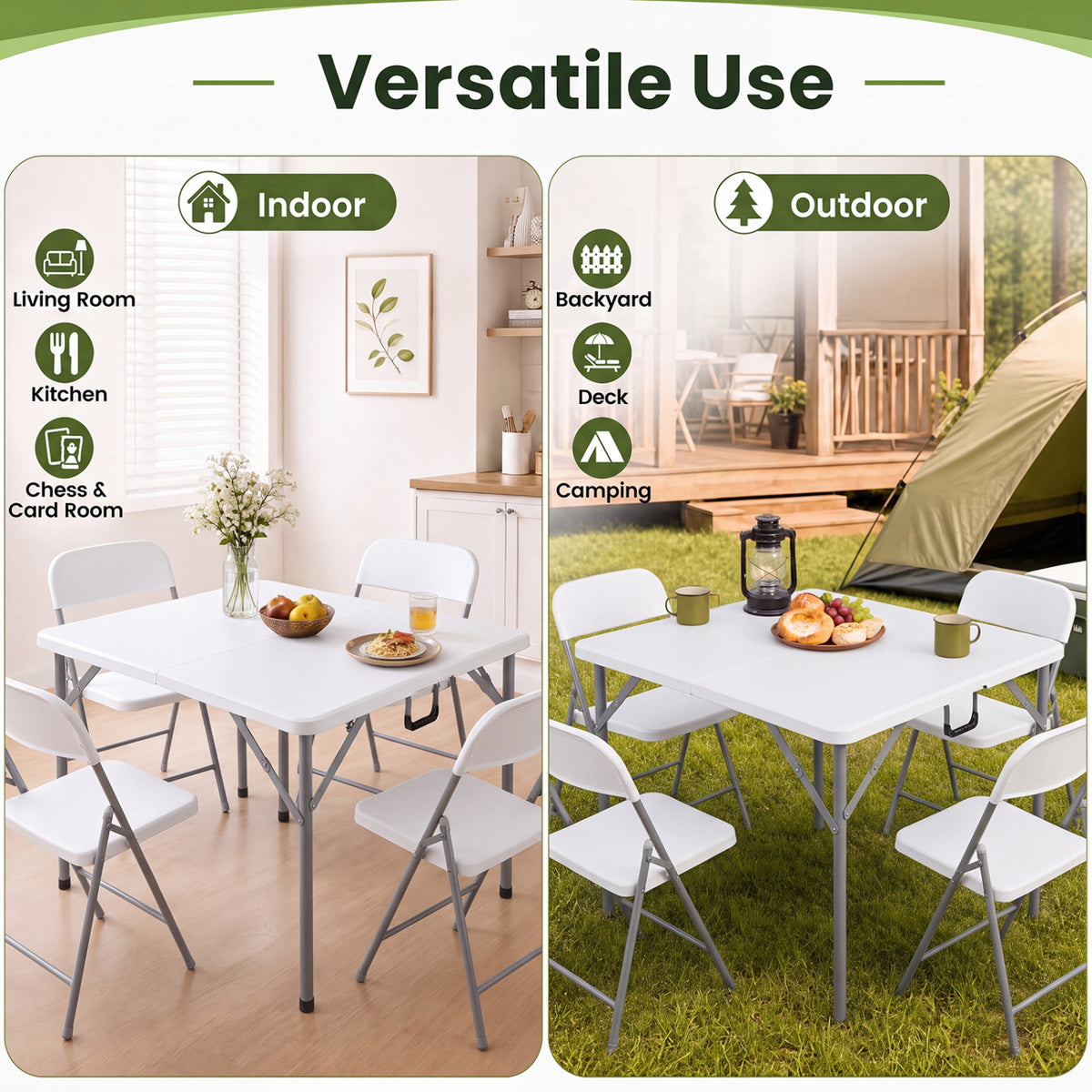 Square Foldable Card Table with Carrying Handle