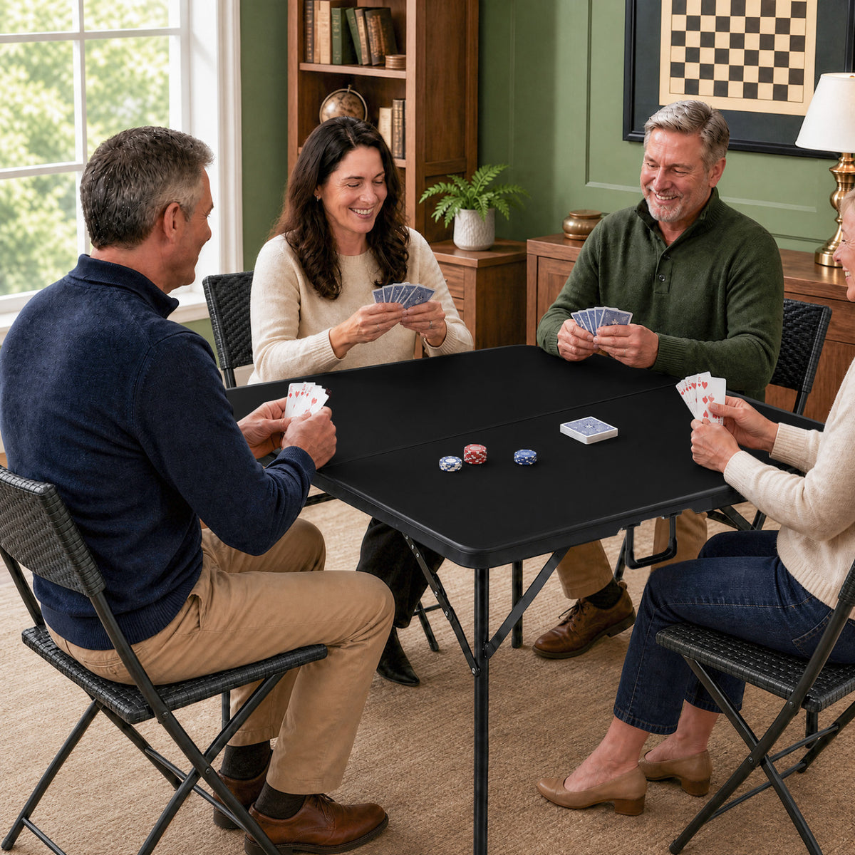 Square Foldable Card Table with Carrying Handle