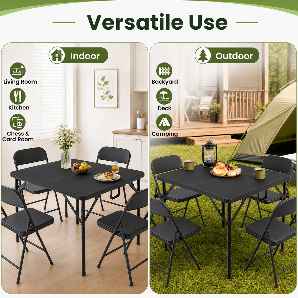 Square Foldable Card Table with Carrying Handle