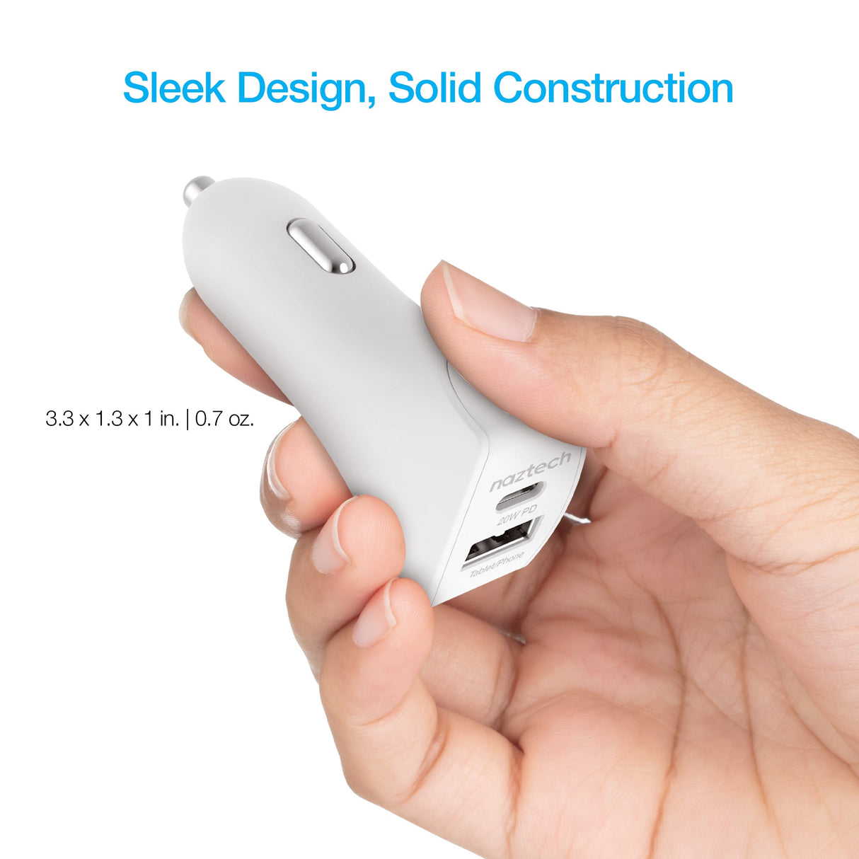 Naztech 20W USB-C PD+12W USB Car Charger