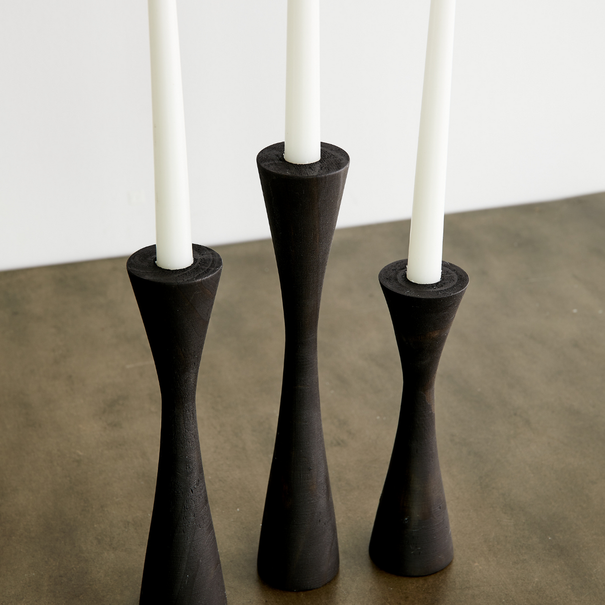 Geo Tapered Wooden Candlestick Holder
