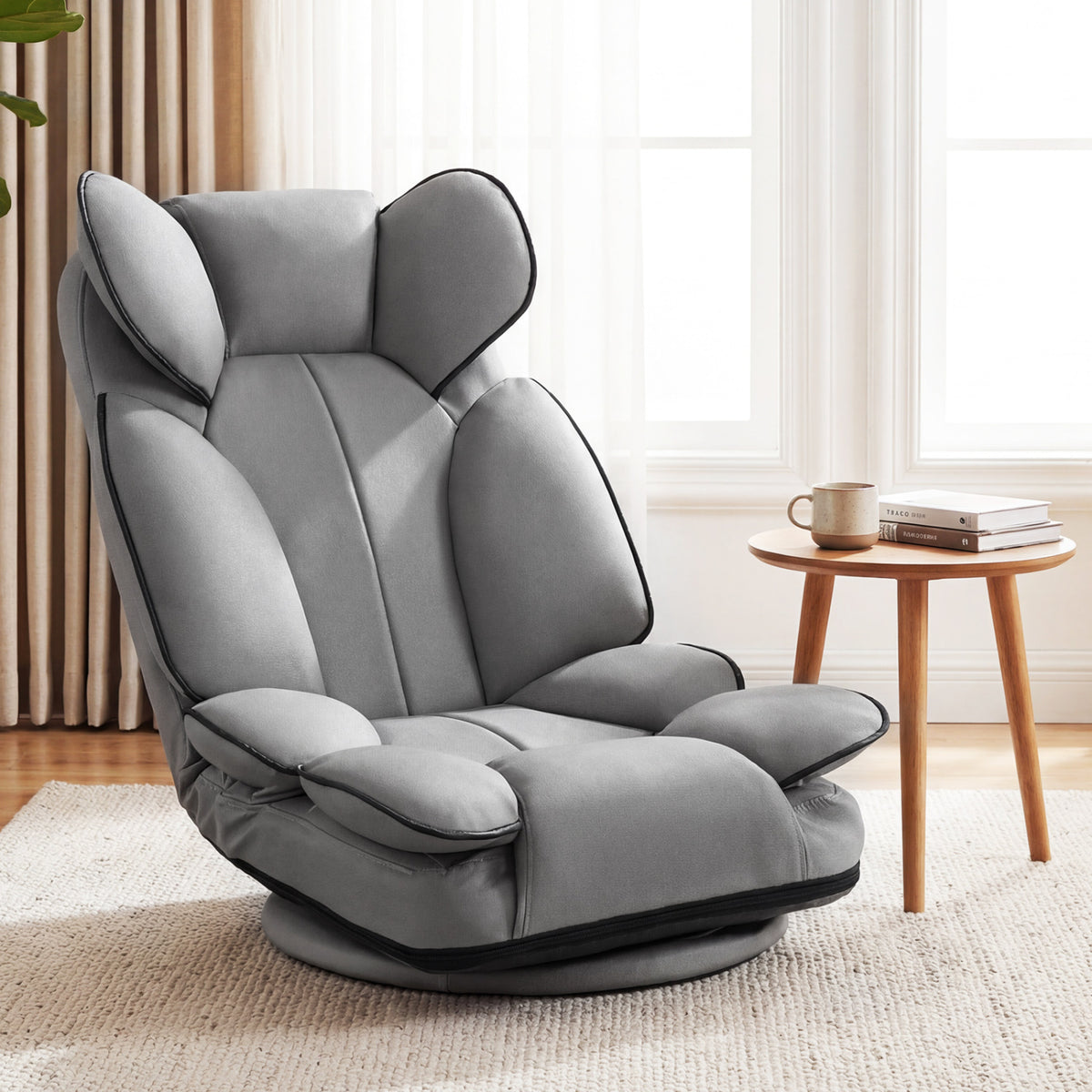 360 Degree Swivel Floor Gaming Chair with 6-Position Adjustable Backrest and Sponge Filling