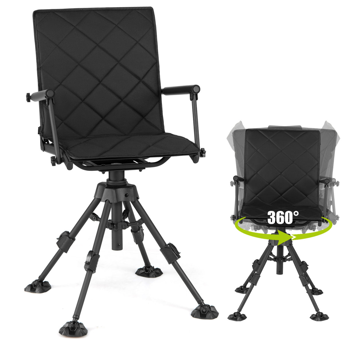 360° Silent Swivel Hunting Seat with 5-Level Adjustable-Black