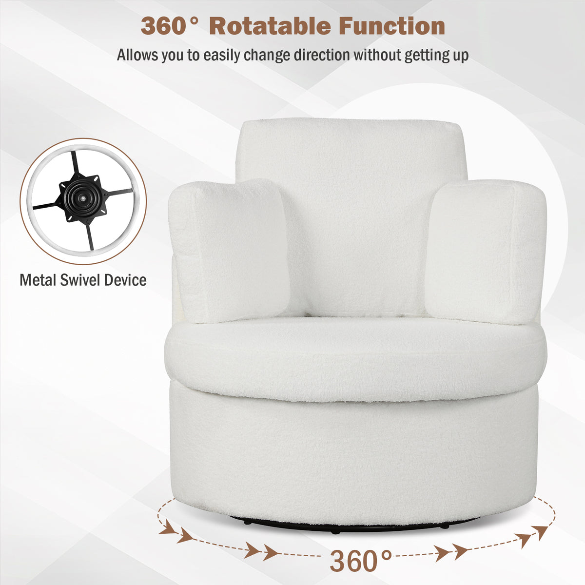 360° Swivel Accent Chair with Half Moon Storage Ottoman