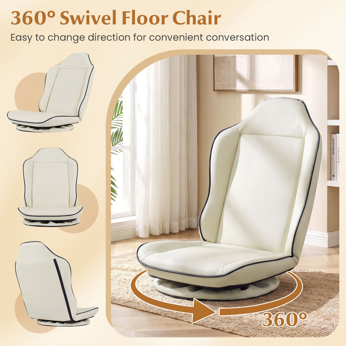 360° Swivel Floor Gaming Chair with 5-Level Adjustable Backrest