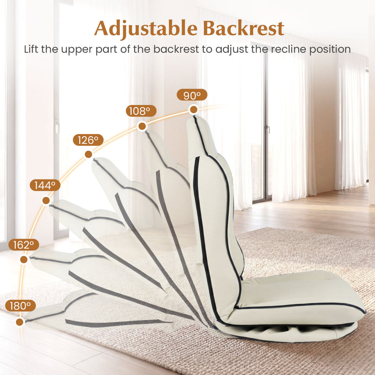360° Swivel Floor Gaming Chair with 5-Level Adjustable Backrest
