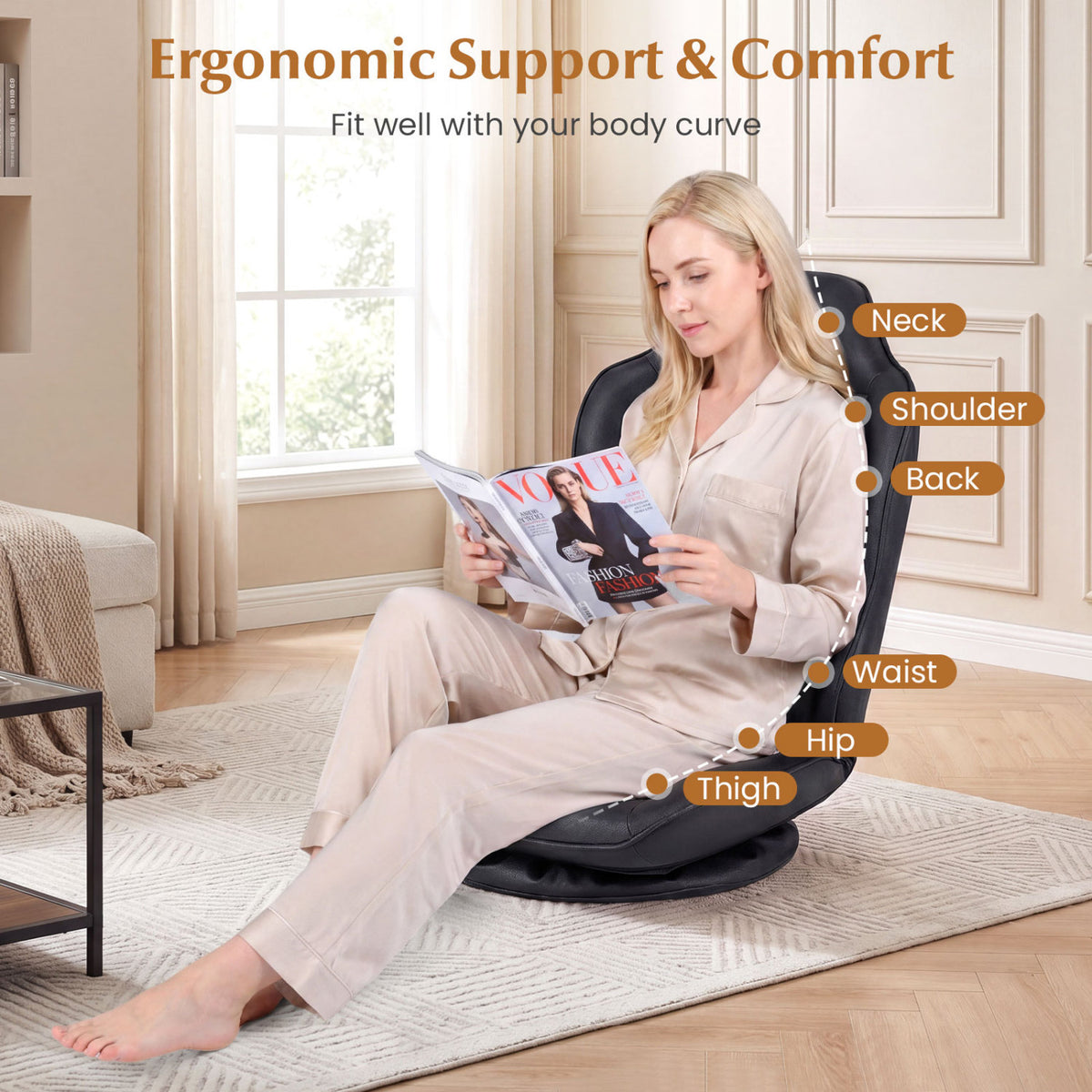 360° Swivel Floor Gaming Chair with 5-Level Adjustable Backrest