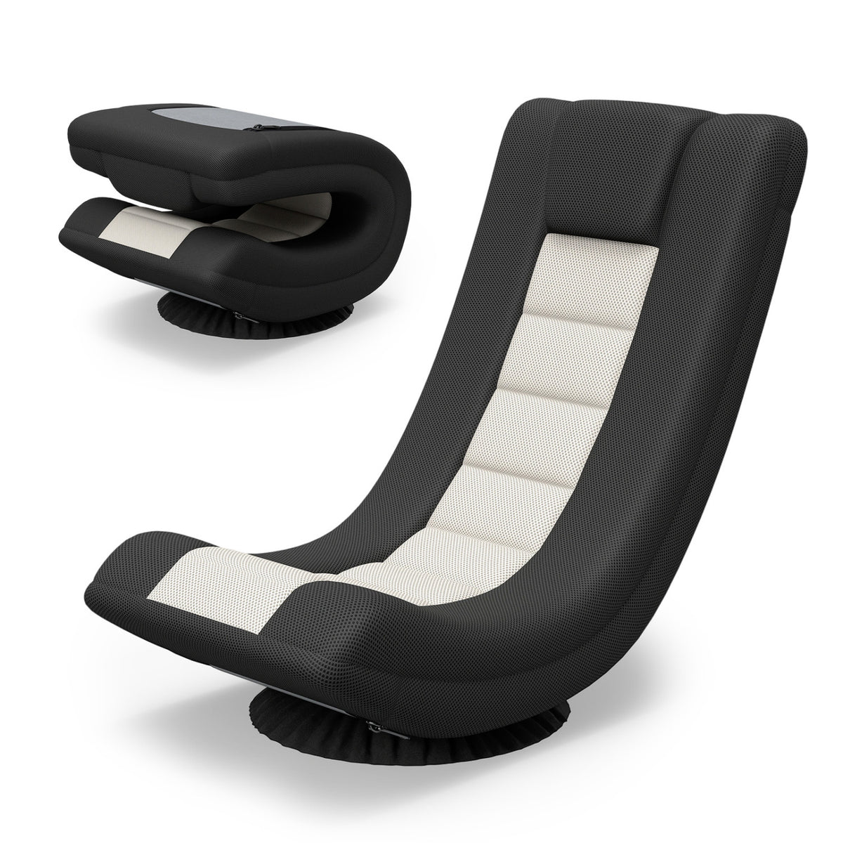 360° Swivel Gaming Chair with 4 Adjustable Position-Black and Gray