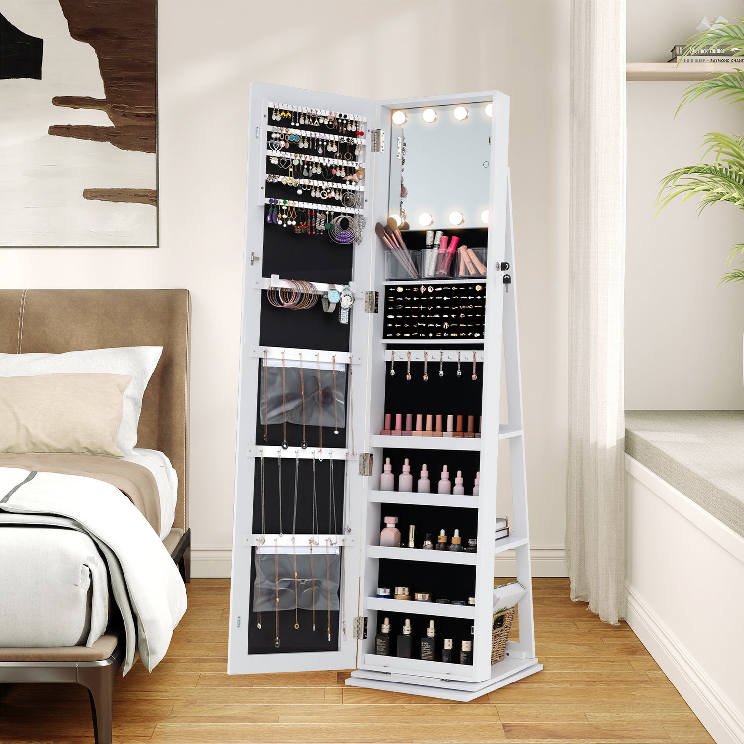 360° Swivel Jewelry Cabinet with Full Length Mirror