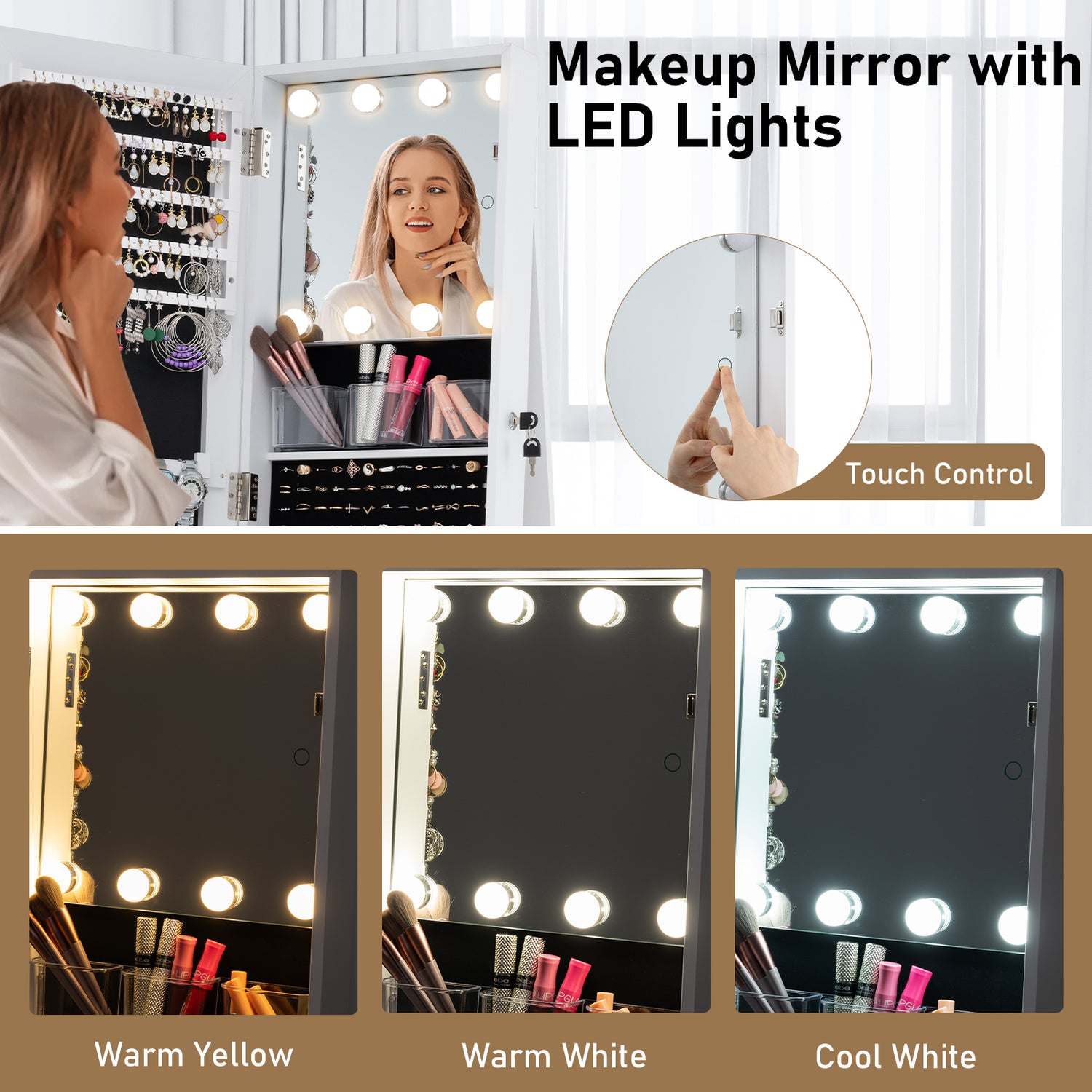 360° Swivel Jewelry Cabinet with Full Length Mirror