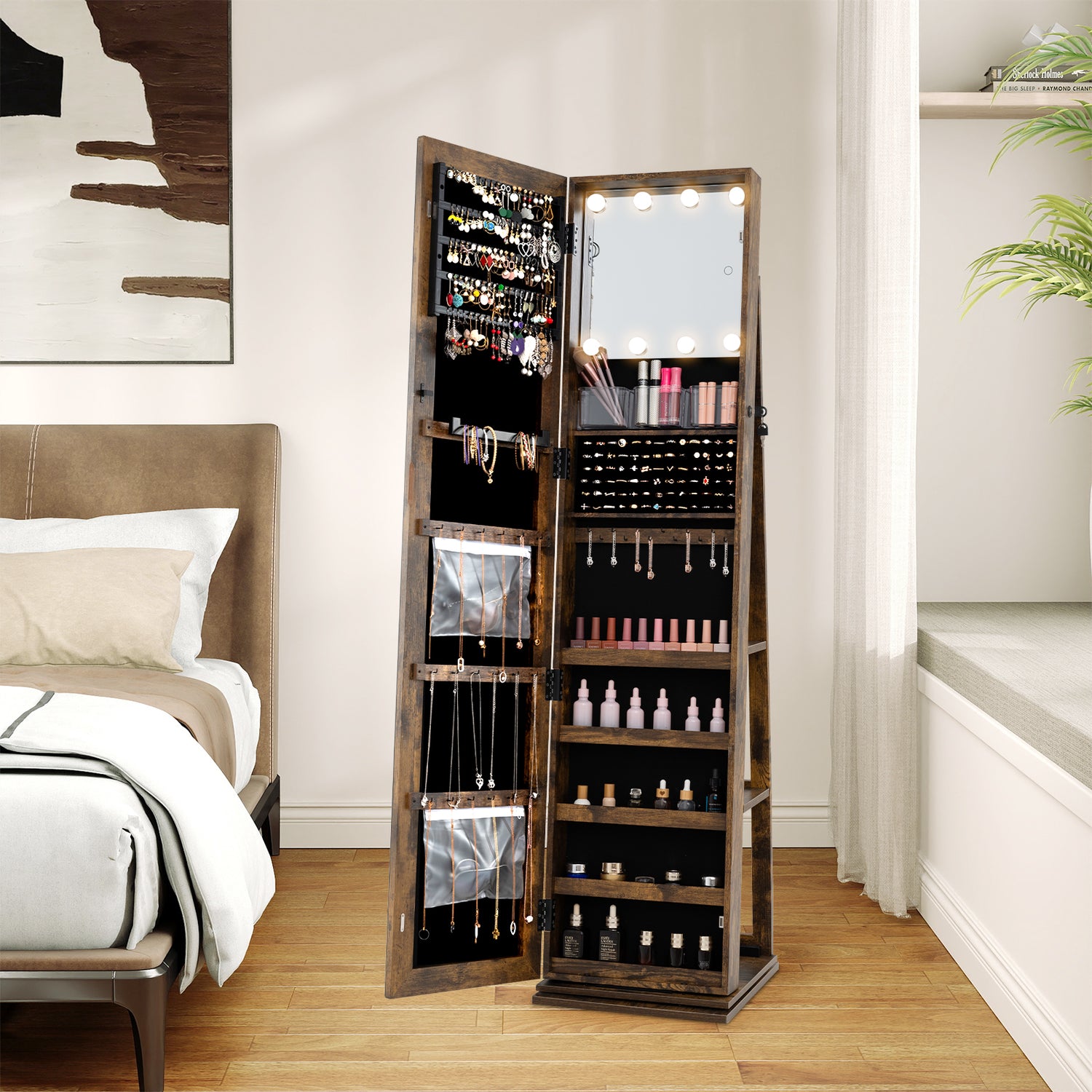 360° Swivel Jewelry Cabinet with Full Length Mirror