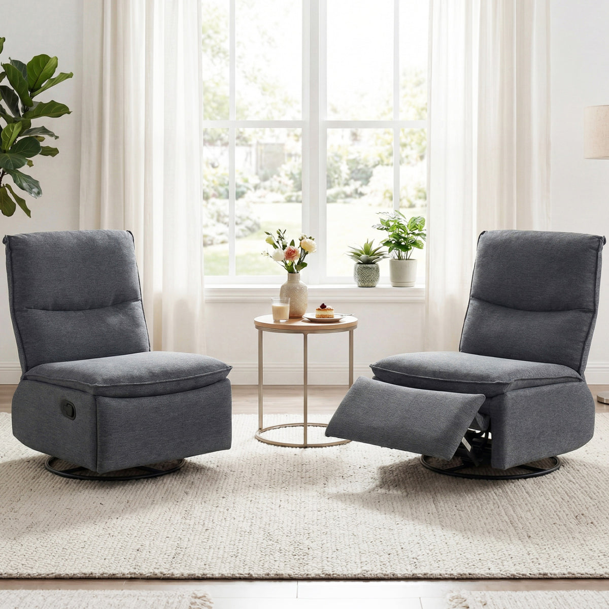 360° Swivel Rocking Chair with Cushioned Back for Living Room