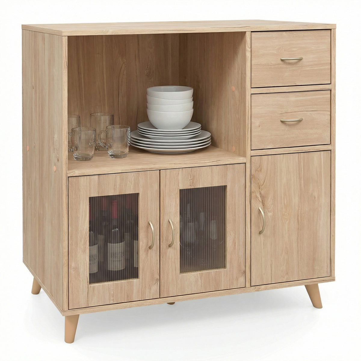 Sideboard Buffet Cabinet with Open Compartment