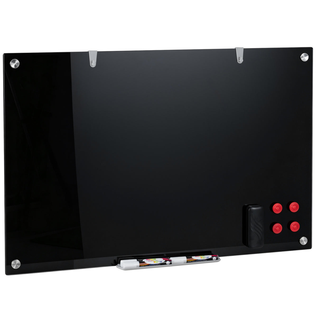 36 x 24 Inches Glass Whiteboard with Eraser and Removable Tray