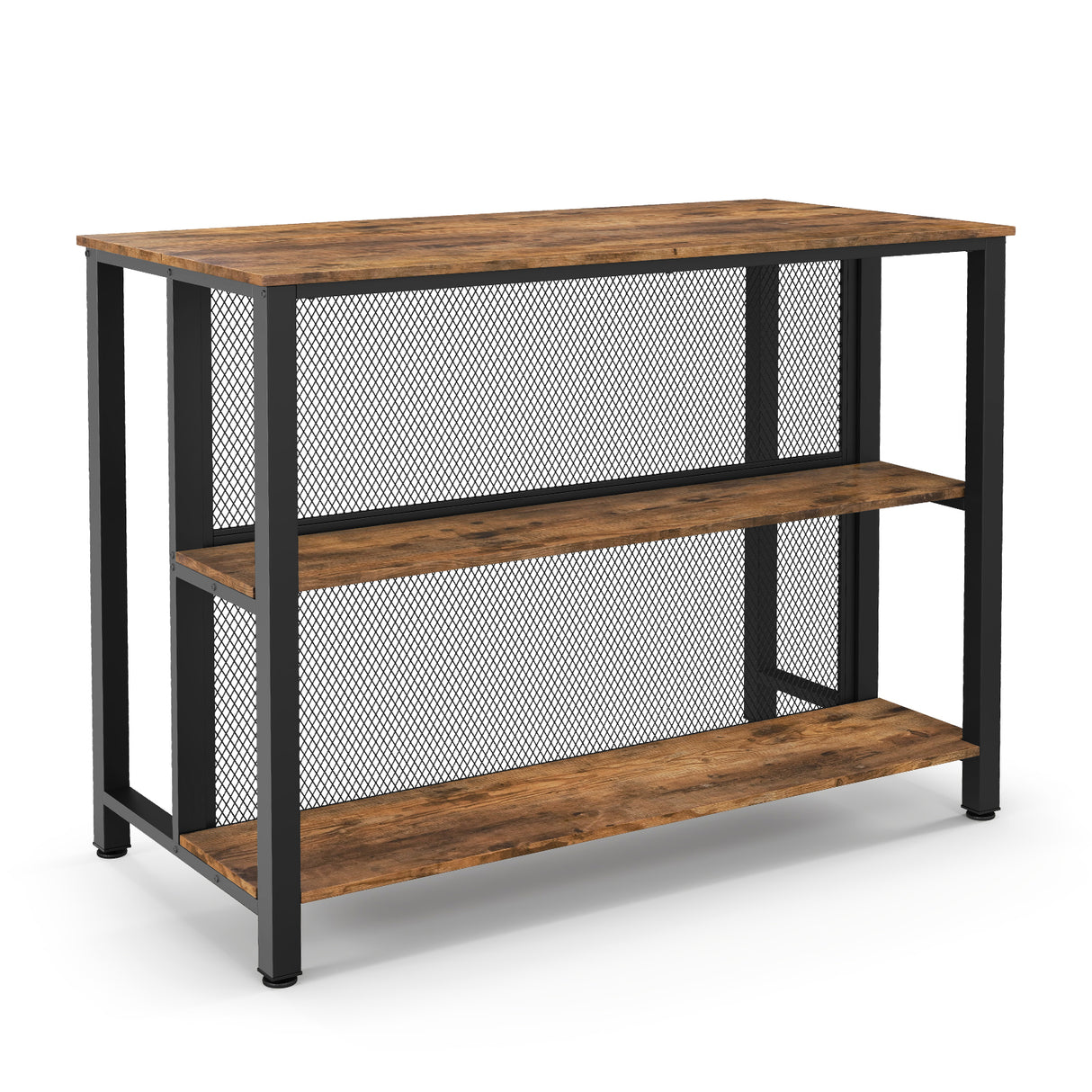 36 Inch 3-Tier Bar Table with Storage Metal Frame Adjustable Foot Pads for Dining Room