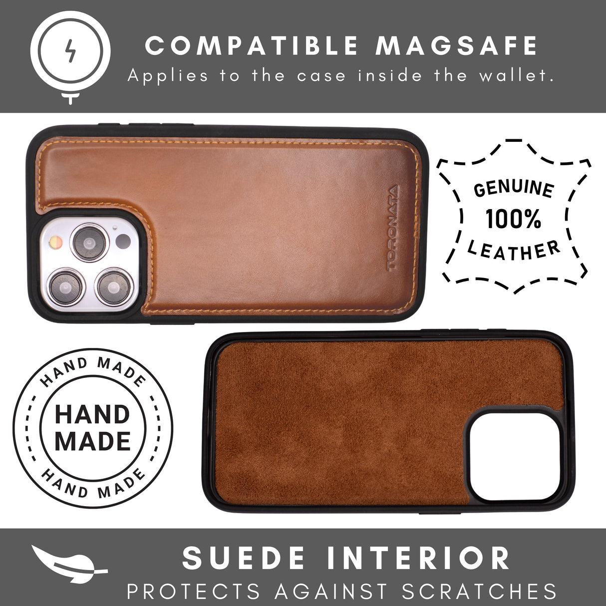 Vegas Premium Leather iPhone 15 Wallet Case with MagSafe | Detachable RFID Blocking Luxury Wallet