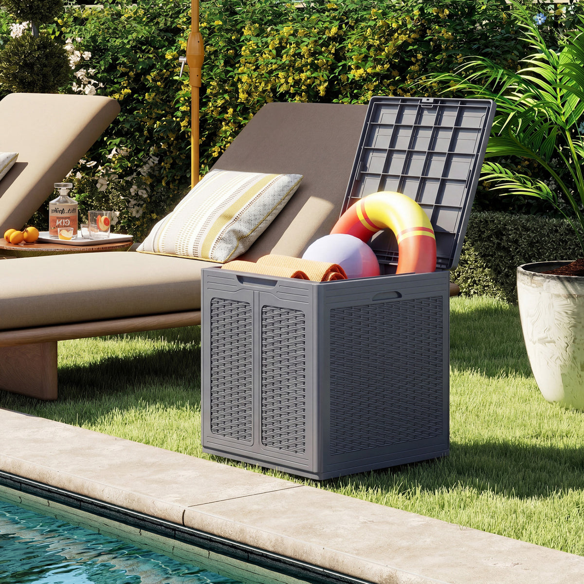 Deck Box with Lockable Lid Package Delivery Box for Patio Furniture Cushions