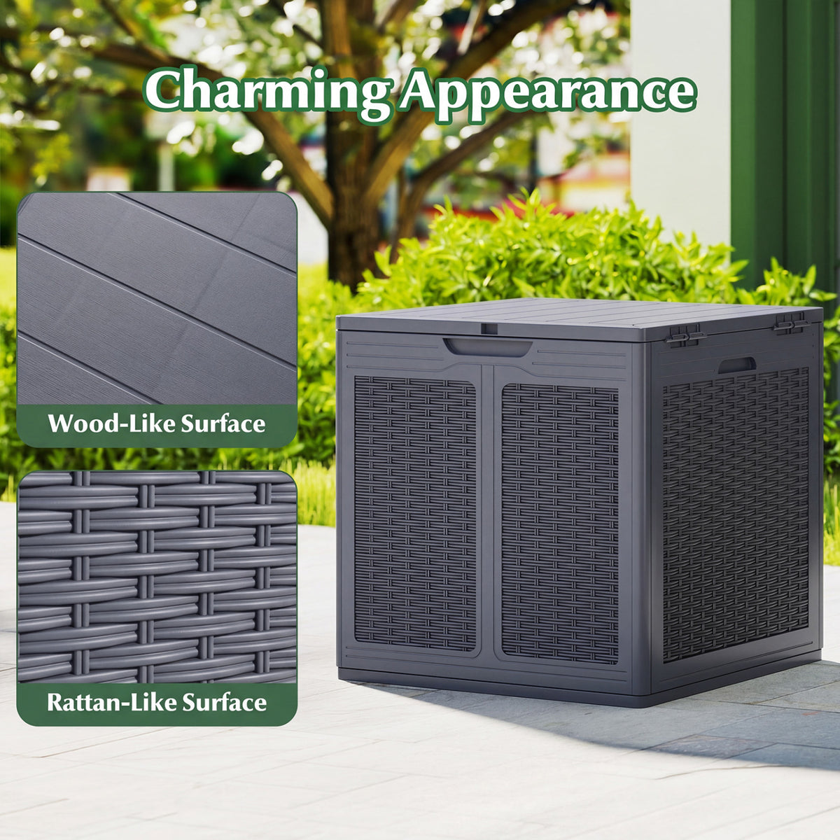 Deck Box with Lockable Lid Package Delivery Box for Patio Furniture Cushions