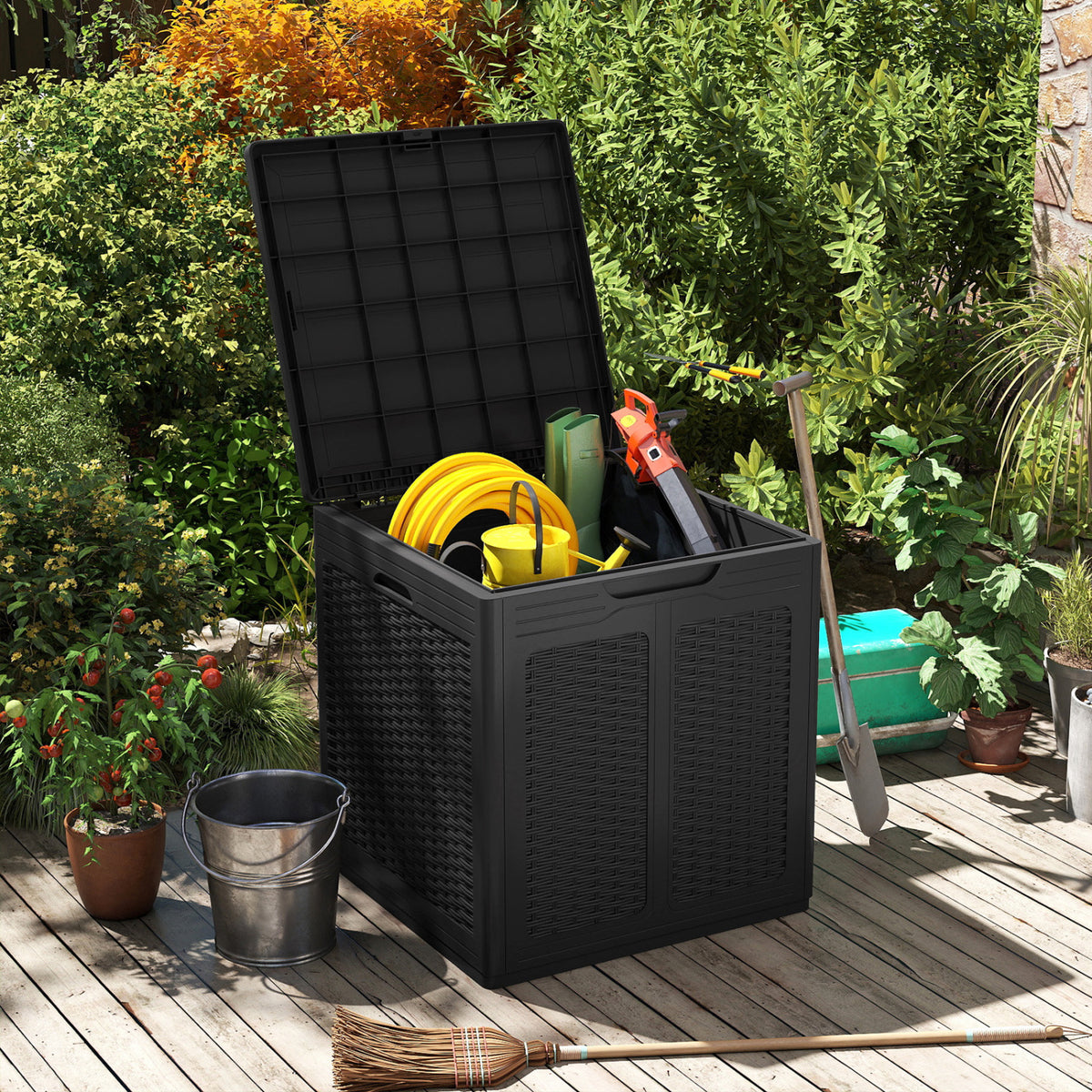Deck Box with Lockable Lid Package Delivery Box for Patio Furniture Cushions