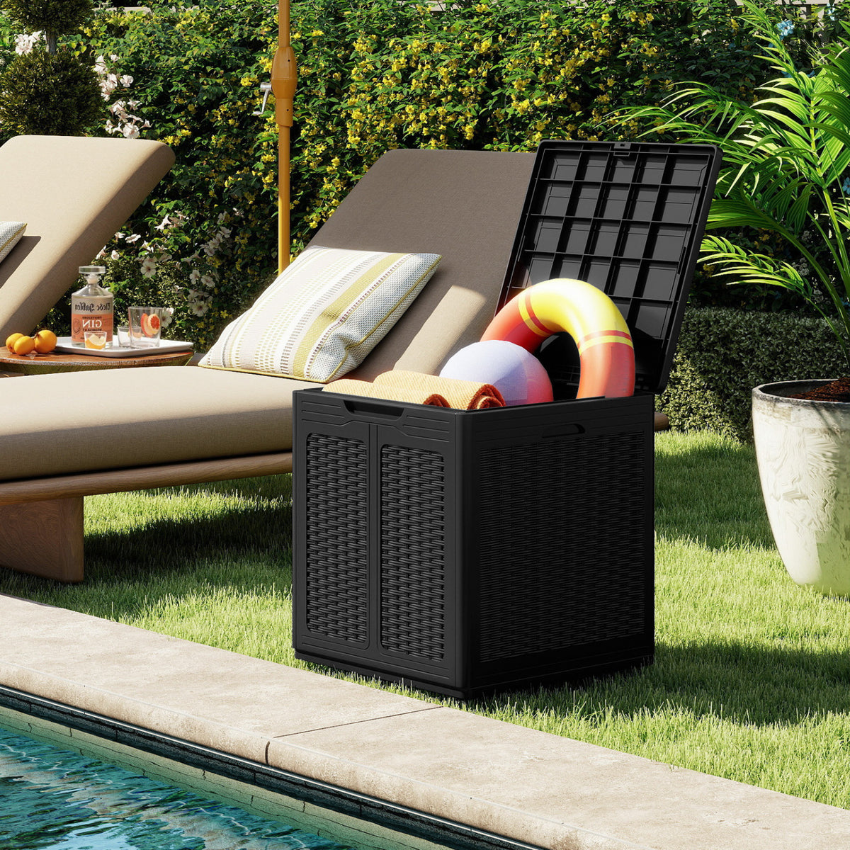 Deck Box with Lockable Lid Package Delivery Box for Patio Furniture Cushions