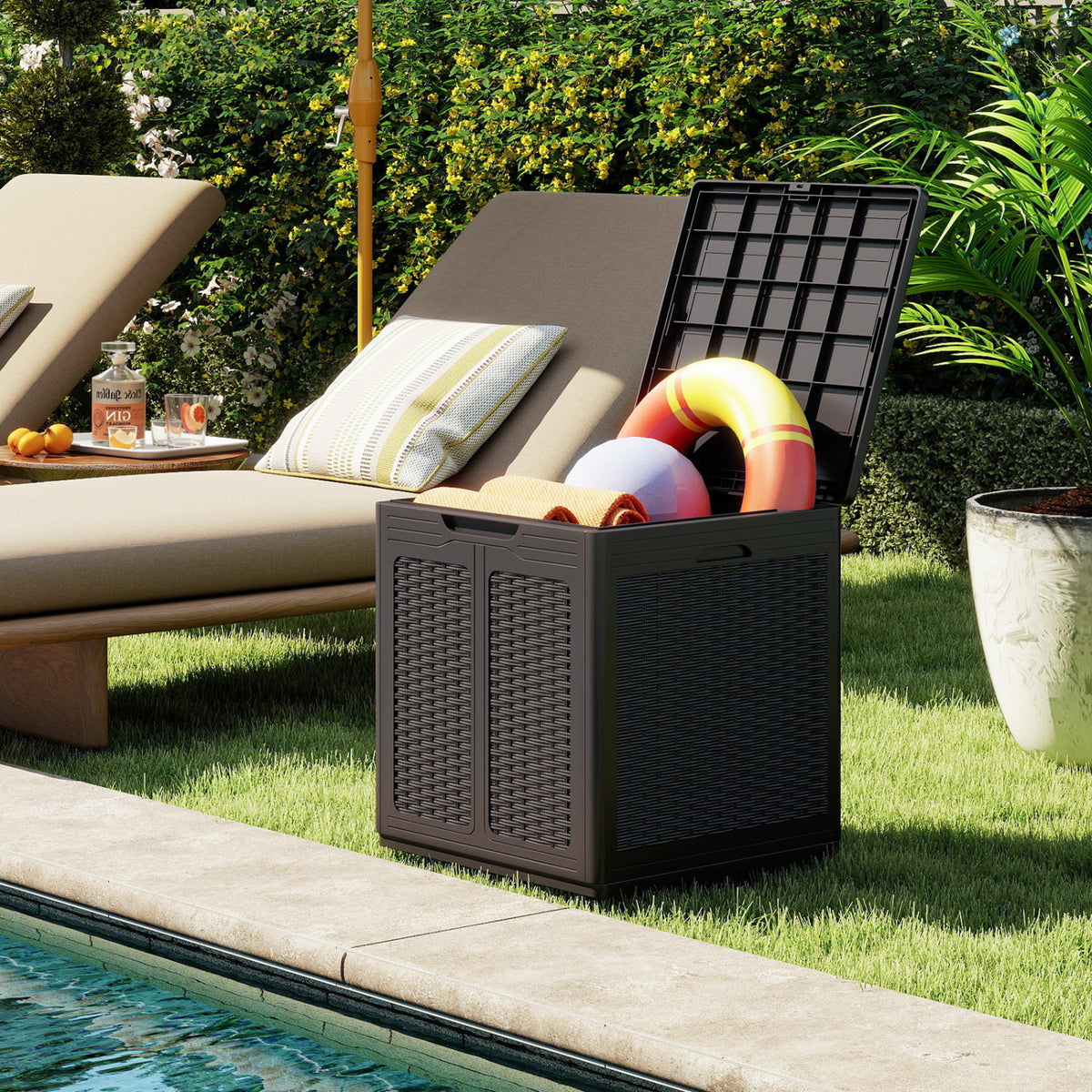 Deck Box with Lockable Lid Package Delivery Box for Patio Furniture Cushions