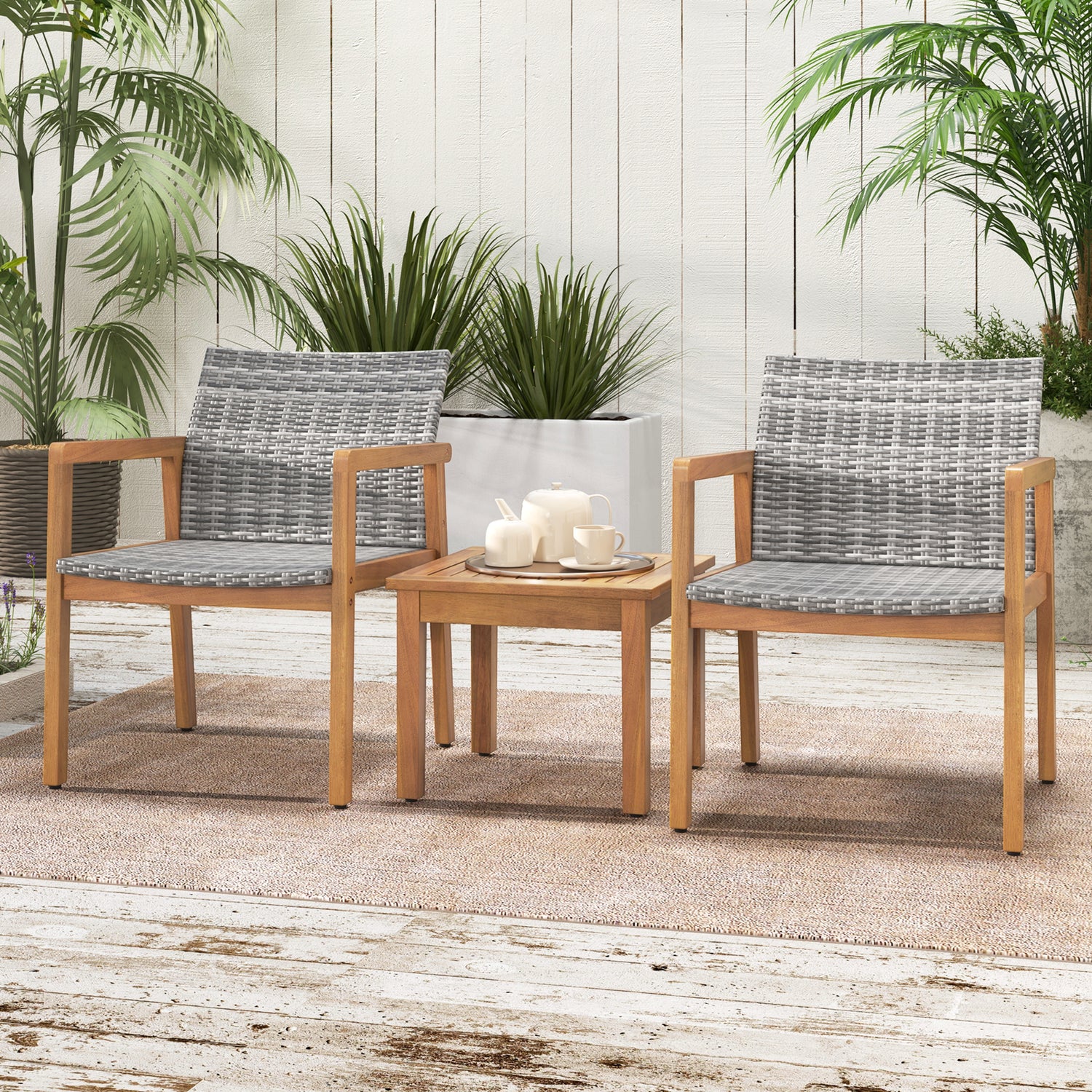 3 Pieces Patio Furniture Set with Chair