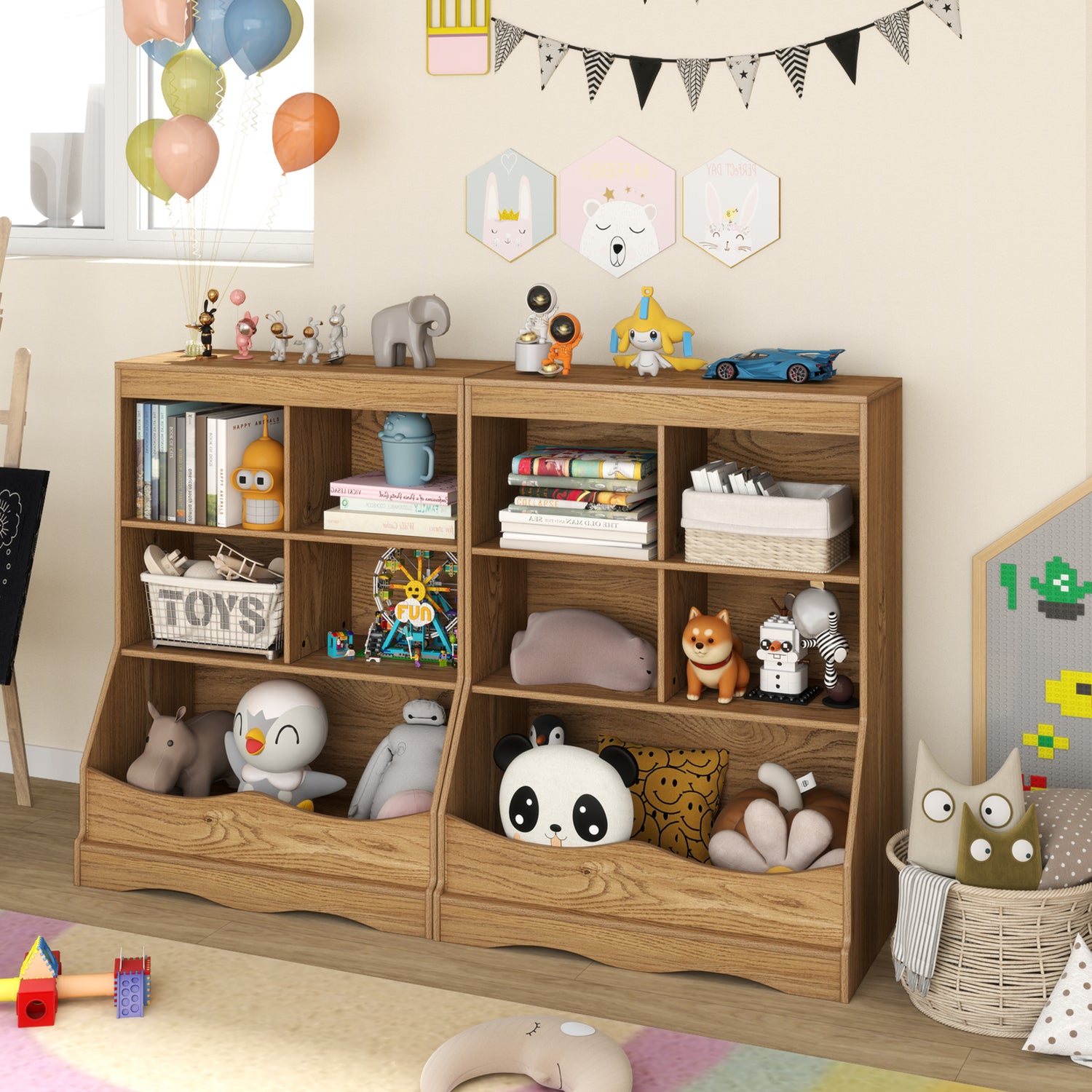 3-Tier Children's Multi-Functional Bookcase Toy Storage Bin Floor Cabinet