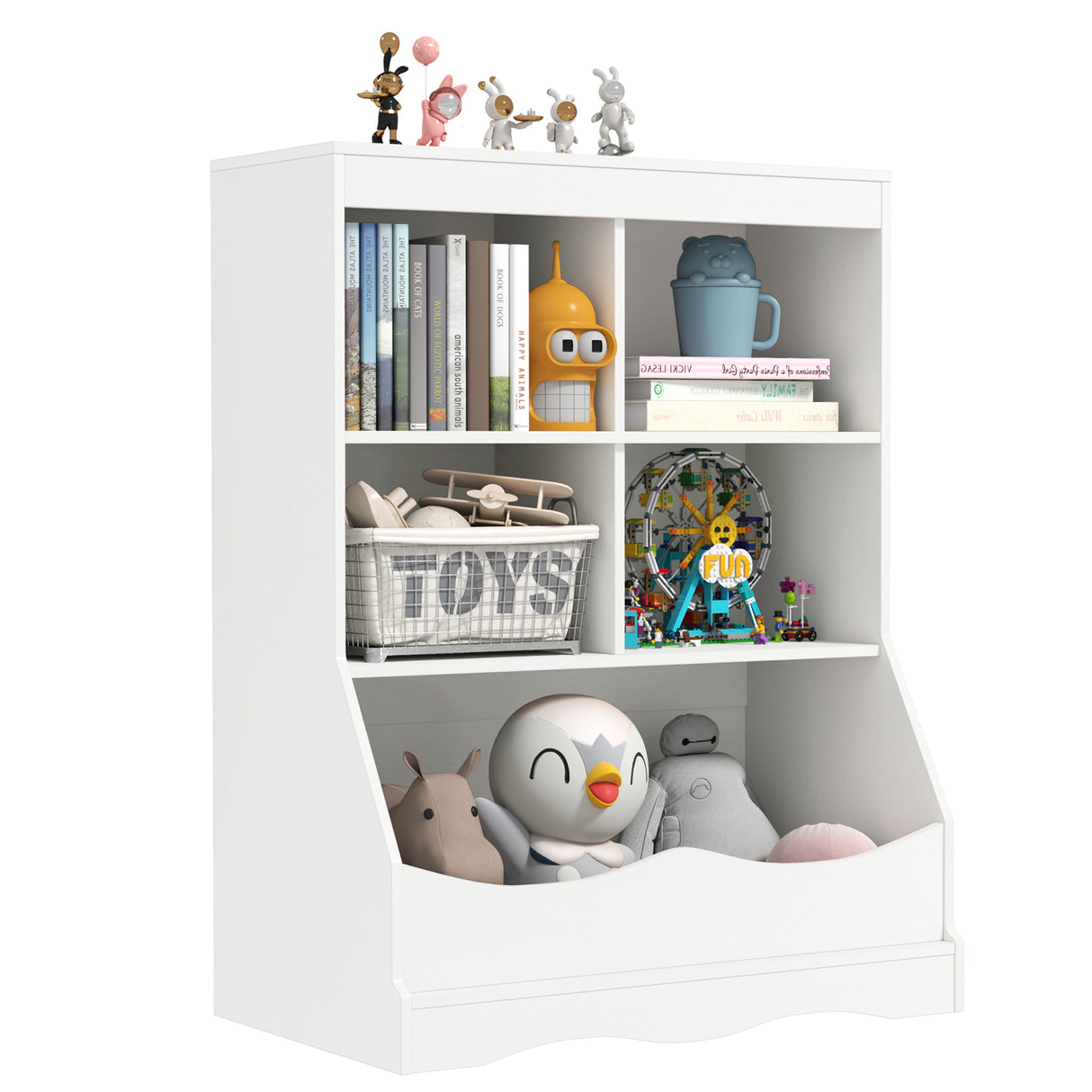 3-Tier Children's Multi-Functional Bookcase Toy Storage Bin Floor Cabinet