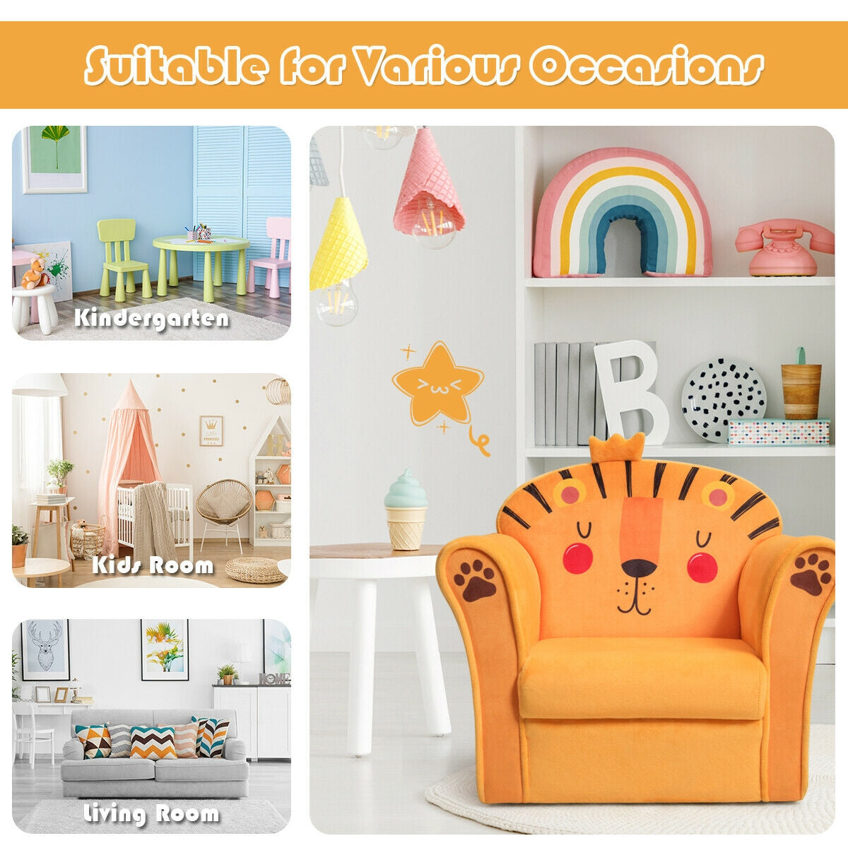 Kids Astronaut Armrest Upholstered Couch