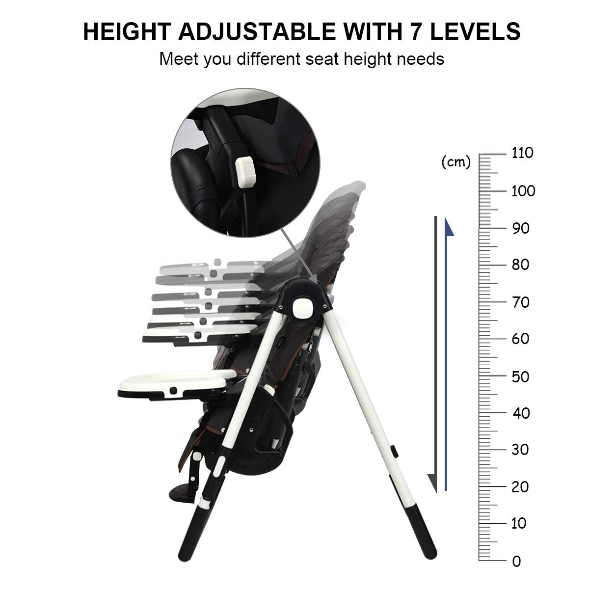 Foldable High chair with Multiple Adjustable Backrest