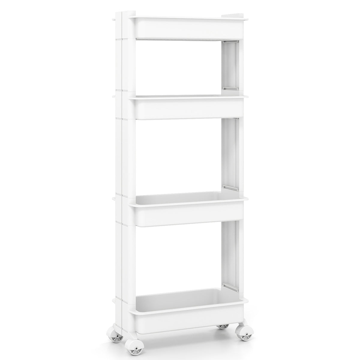 3/4-Tier Rolling Utility Cart with Detachable Trays and Smooth Wheels-3/Wheels-4