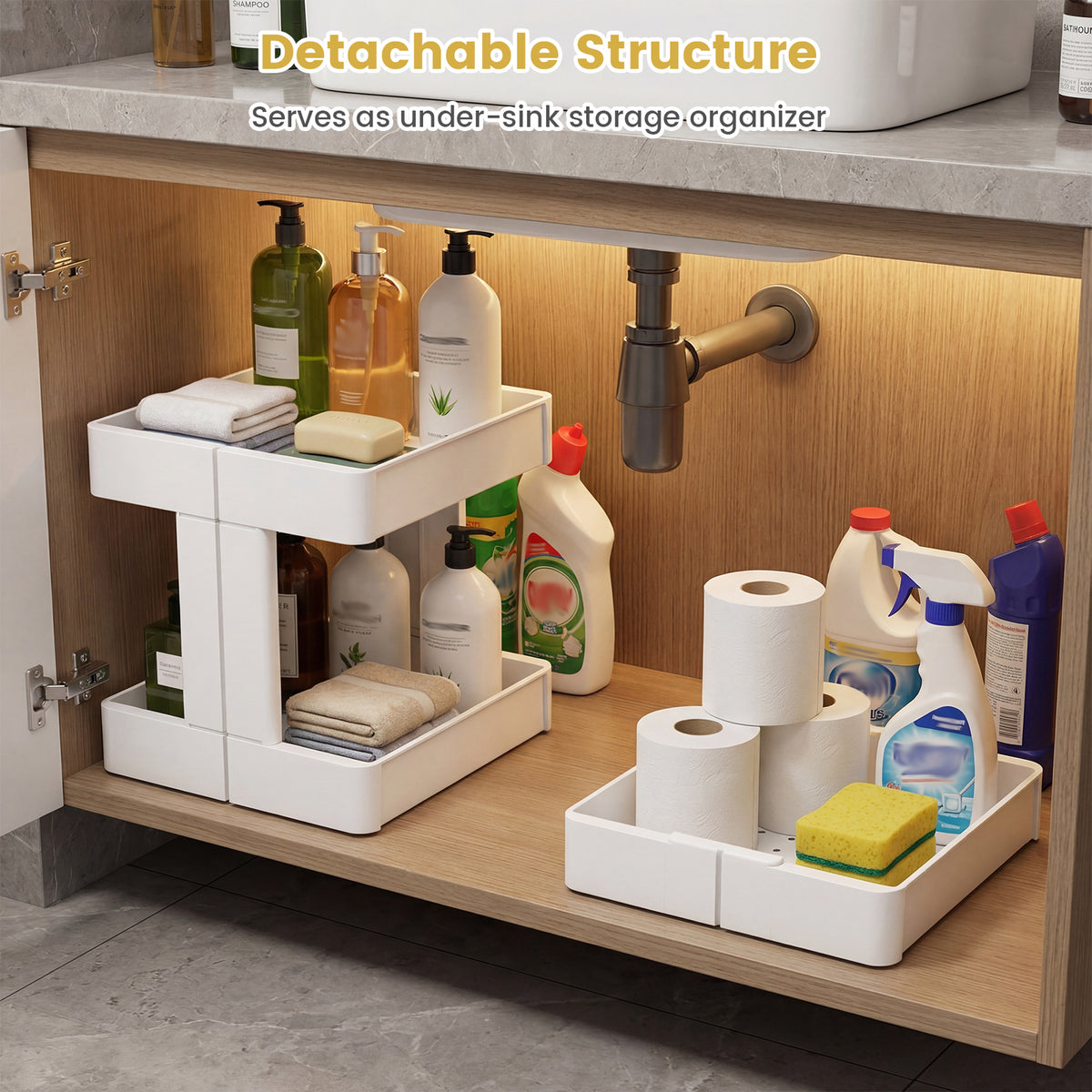 3/4-Tier Rolling Utility Cart with Detachable Trays and Smooth Wheels-3/Wheels-4