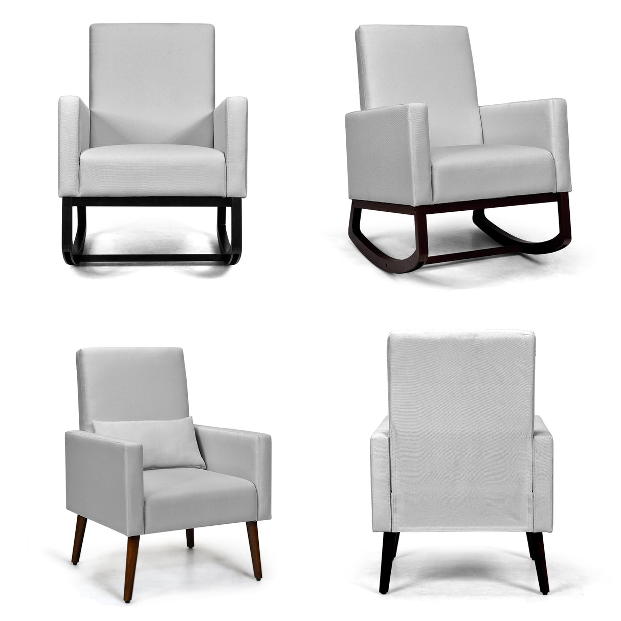 2-in-1 Fabric Upholstered Rocking Chair with Pillow